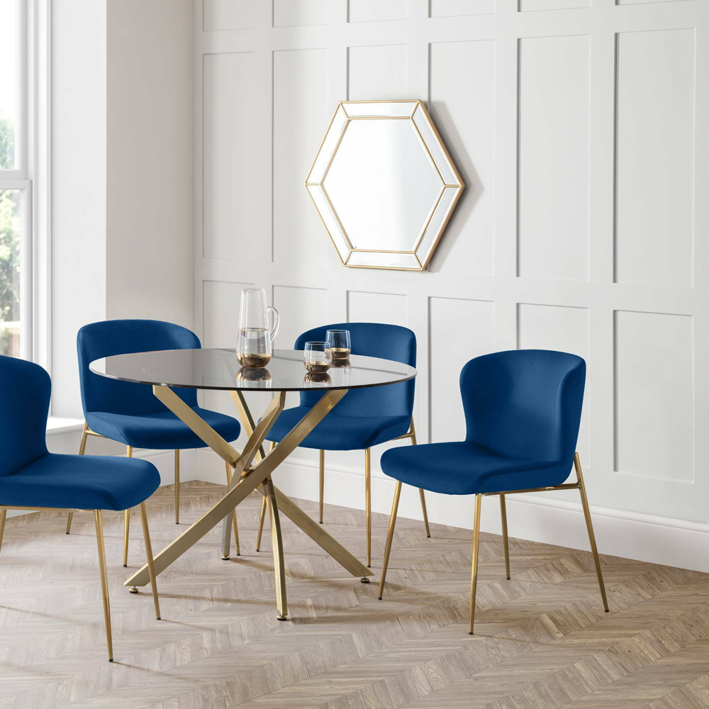 Julian Bowen Harper Set of 2 Blue Dining Chairs Image 8