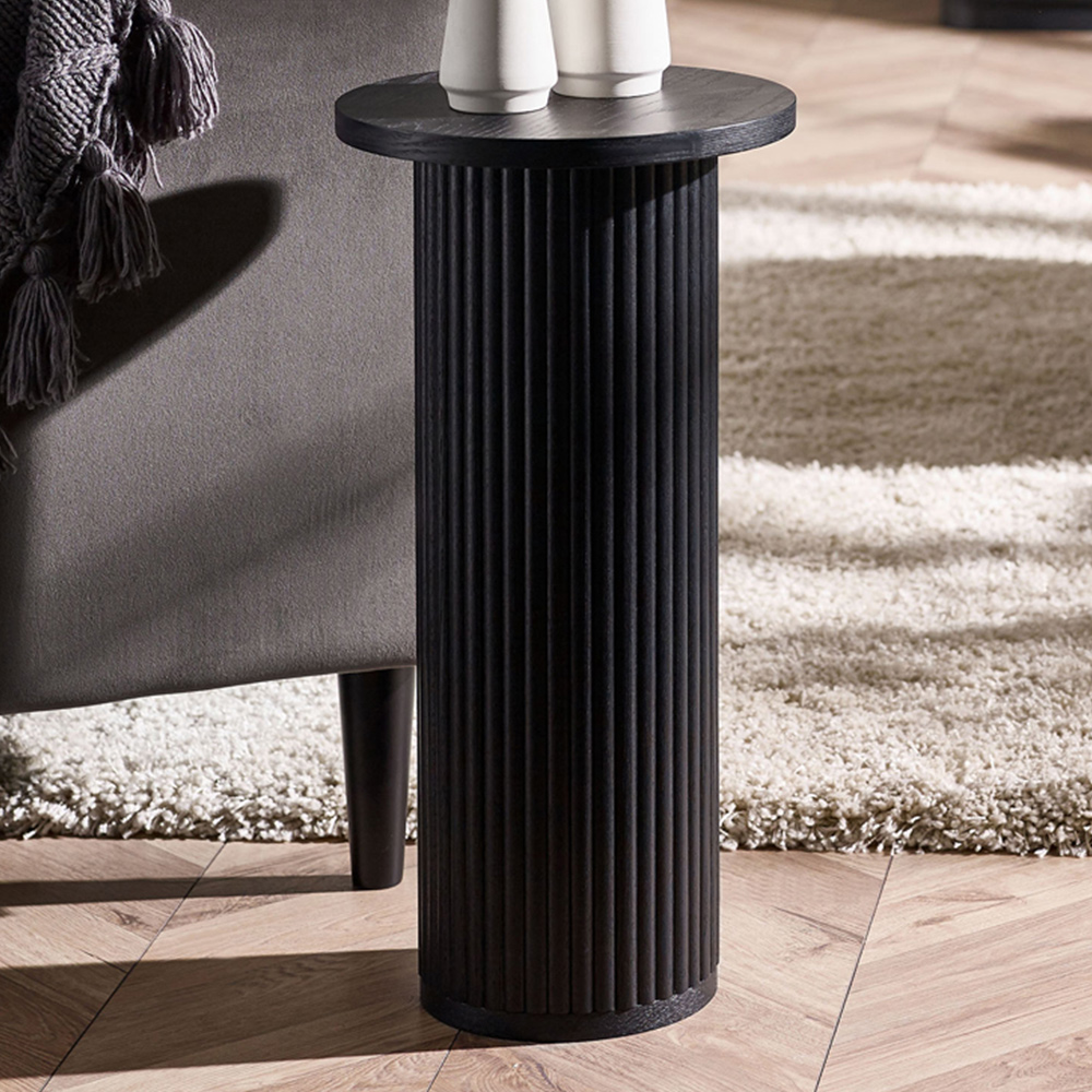 Julian Bowen Louis Black Fluted Side Table Image 1