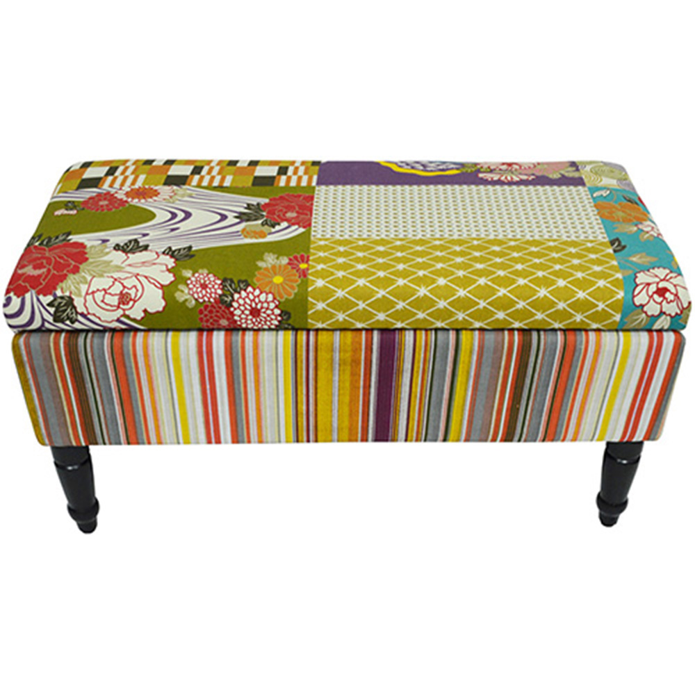 Watsons Patchwork Multicolour Storage Ottoman Stool with Padded Trunk Image 3
