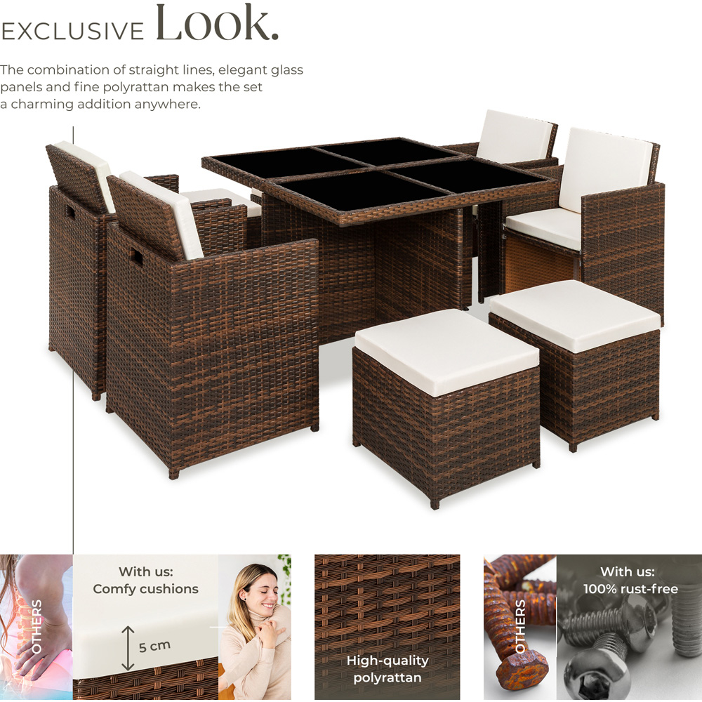tectake Manhattan 8 Seater Rattan Garden Dining Set Black and Brown Image 3