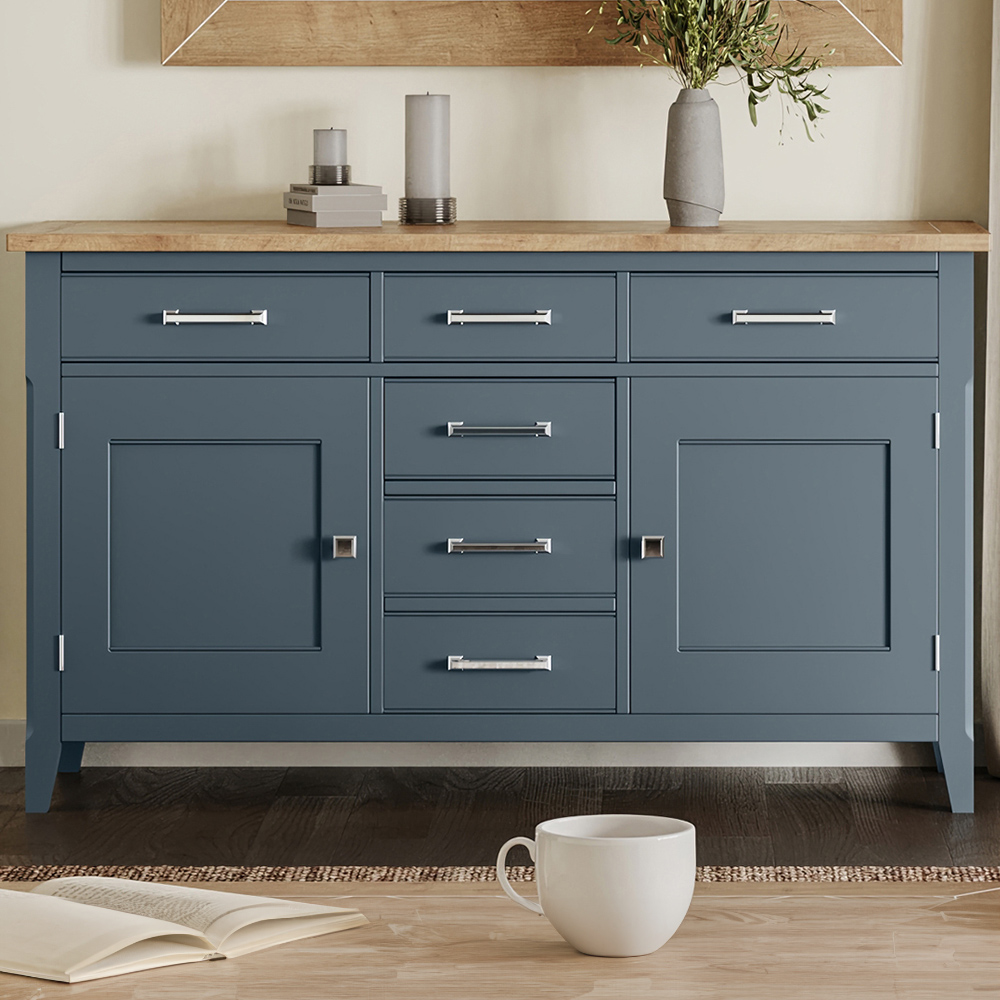 Baumhaus Signature 2 Door 6 Drawer Blue Large Sideboard Image 1