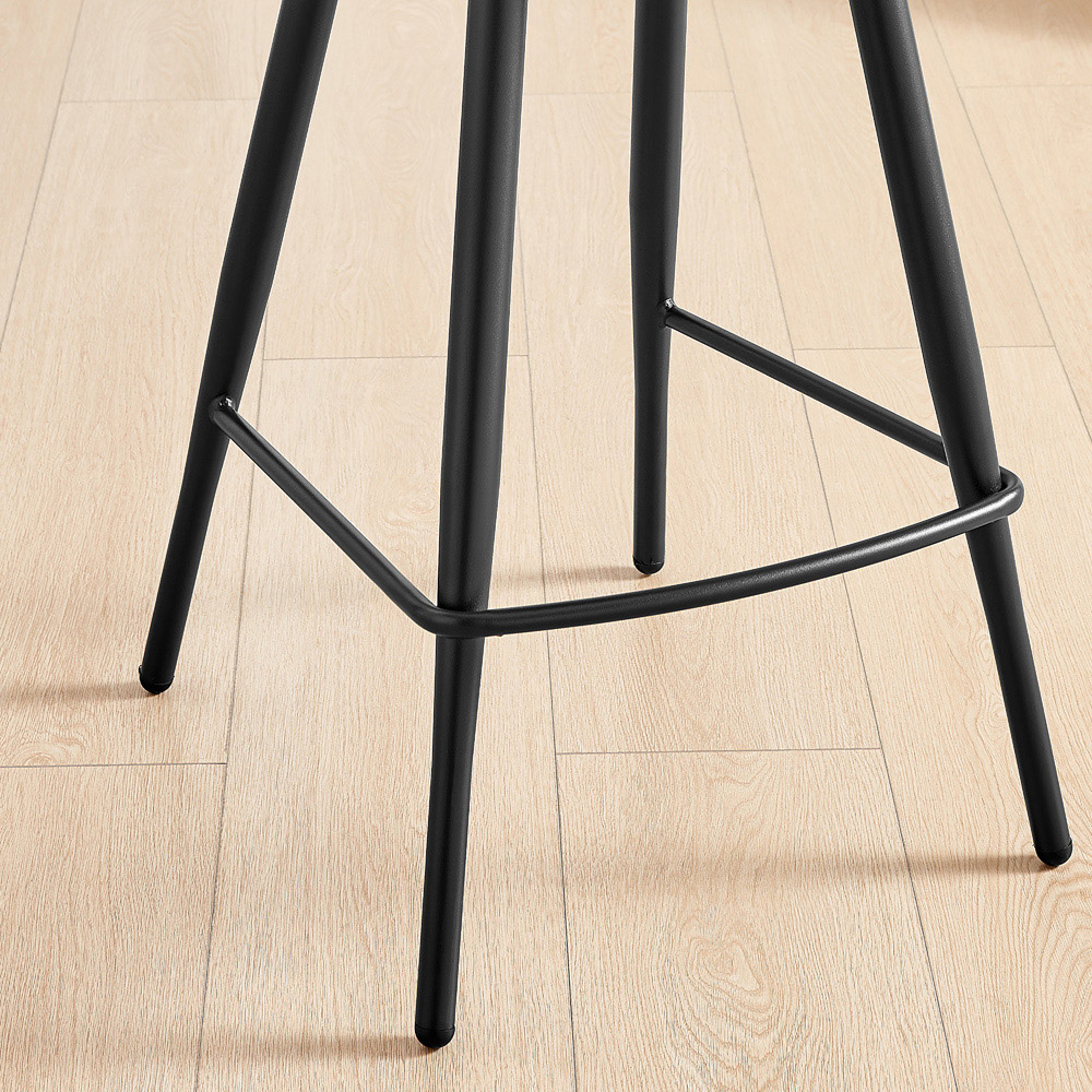 Furniturebox Koda Black and Tan Velvet Faux Leather Bar Stool Set of 2 Image 4