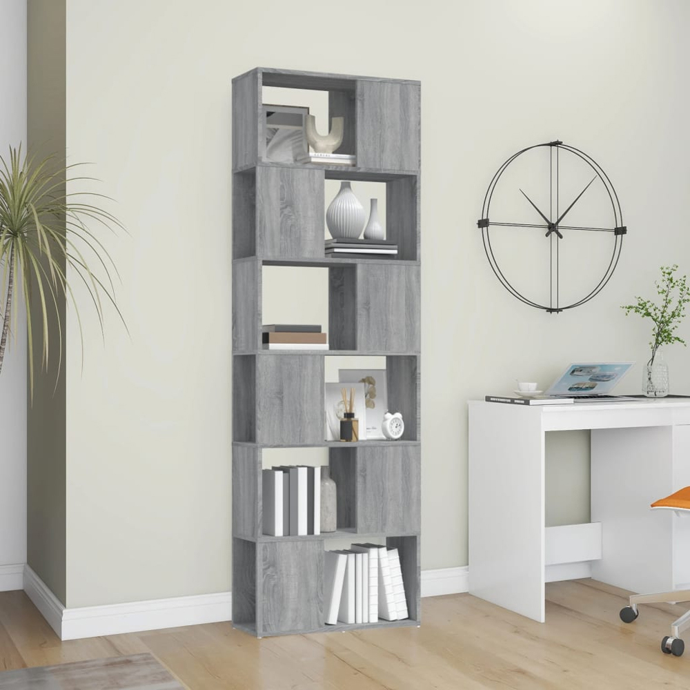 vidaXL 6 Shelf Grey Sonoma Bookcase Image 7
