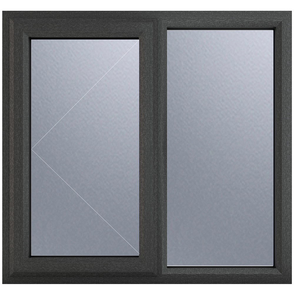 Crystal uPVC Triple Glazed Window LH Side Hung Next to a Fixed Grey White Obscure Glass 1190x1115mm Image 2