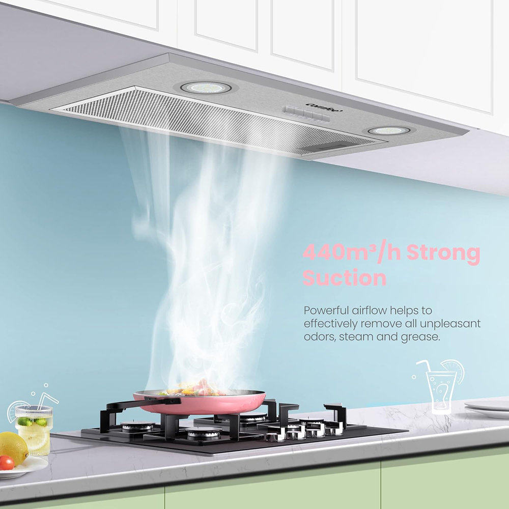 Comfee Metal Insert 3 Speed Chimney Cooker Hood with LED Light 52cm Image 4
