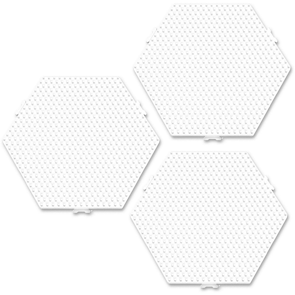 SES Creative Beedz Hexagon Connectable Iron On Beads Base Plate Pegboard 3 Piece Image 2
