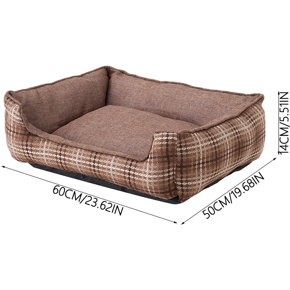 H&O Direct 60cm Plaid Dark Brown Ultra Soft Chenille Dog Bed Image 6