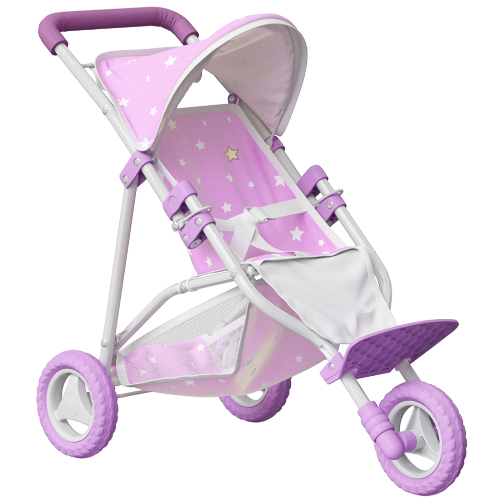 Teamson Kids Olivia's Little World Purple and Stars Baby Doll Jogging Stroller Image 1
