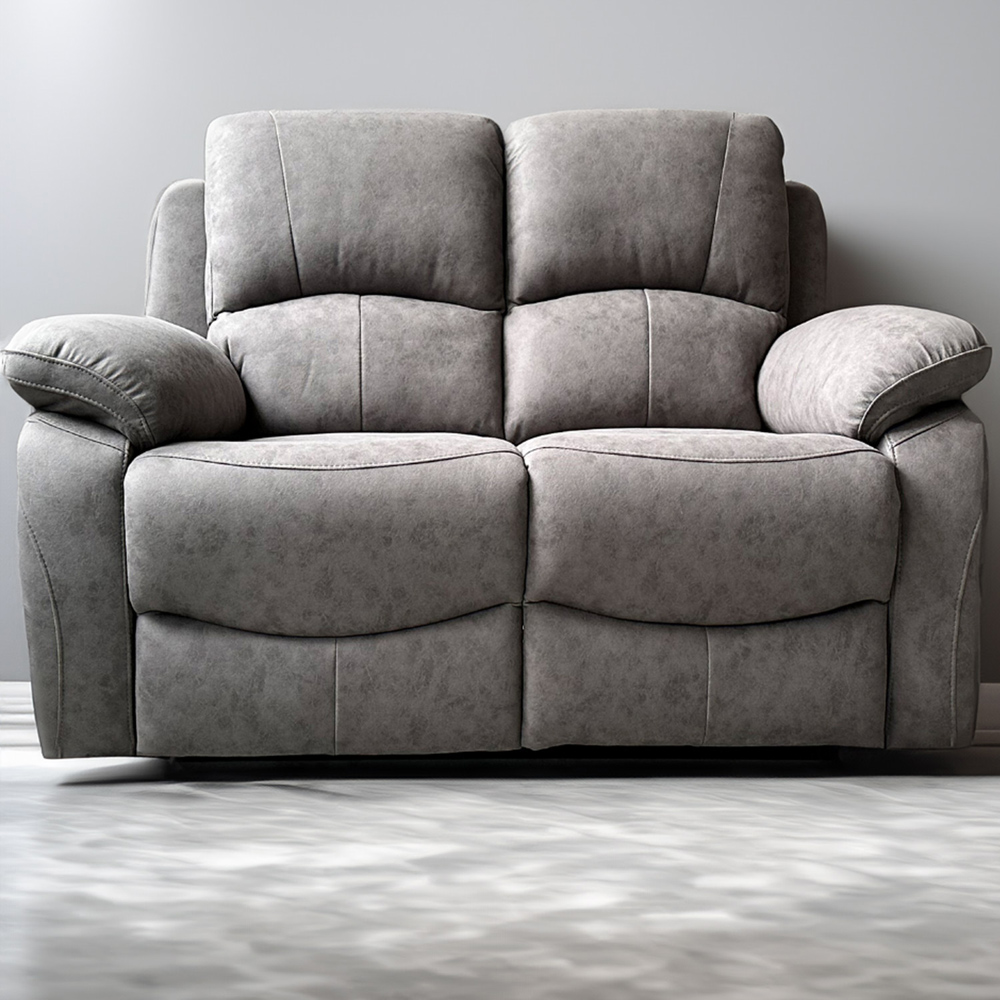 Milano 2 Seater Charcoal Fabric Manual Recliner Sofa Image 6