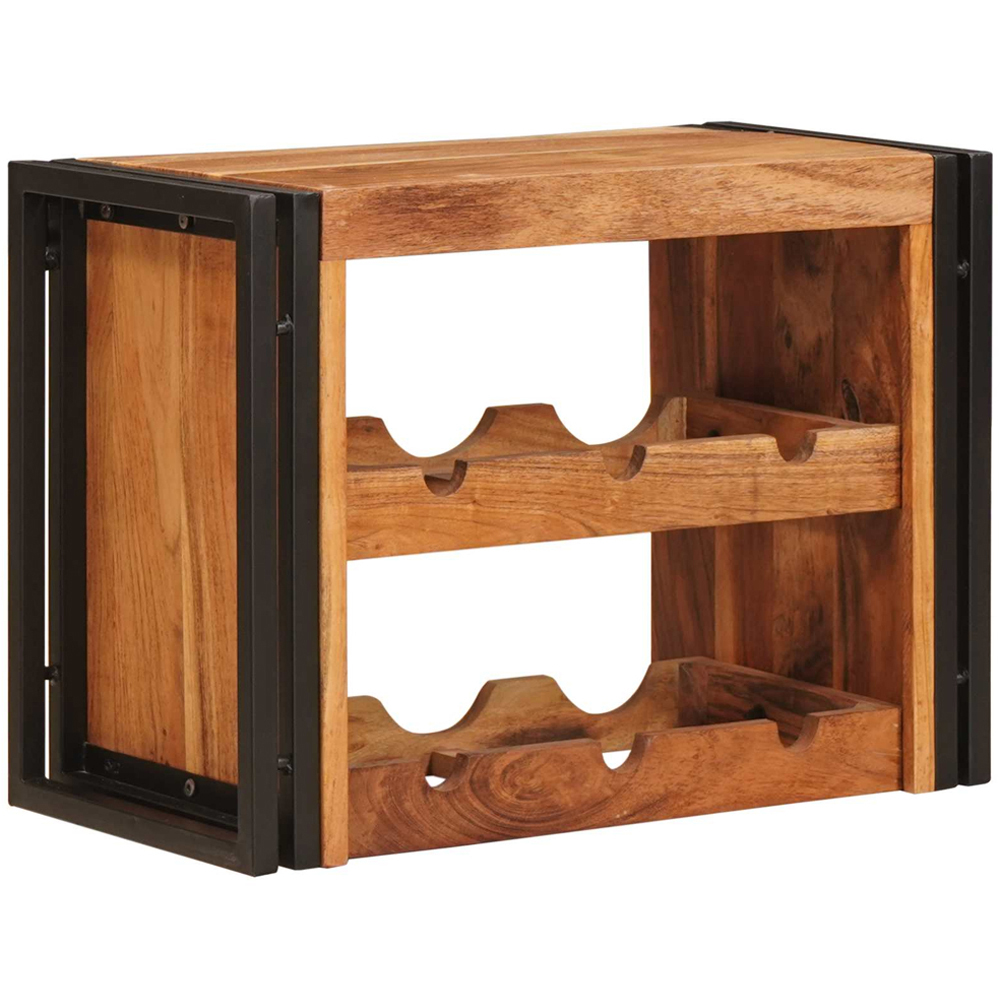 vidaXL 6 Bottle Brown Solid Acacia Wood Wall Mounted Wine Rack Image 5