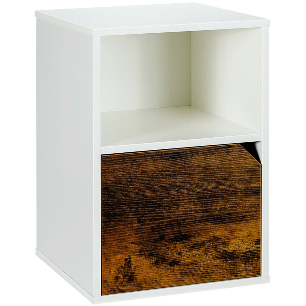 Costway Single Door Single Shelf White Wooden Bedside Table Set of 2 Image 4