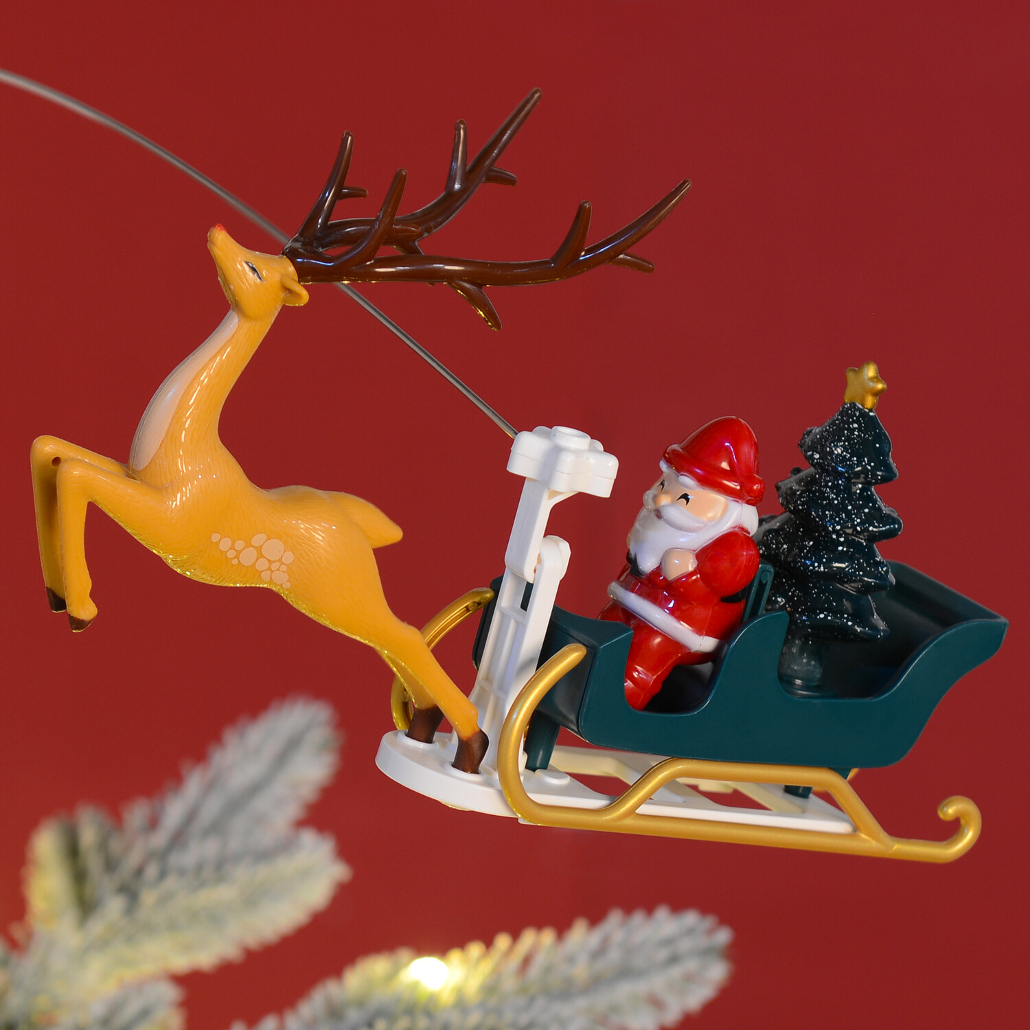 Christmas Santa and Reindeer Tree TopperRed Image 2