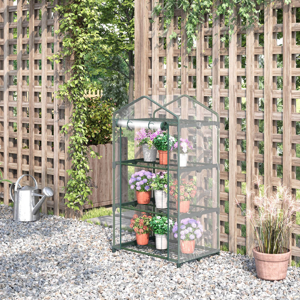 Outsunny Clear 1.6 x 2.3ft 3-Tier Mini Greenhouse Image 2