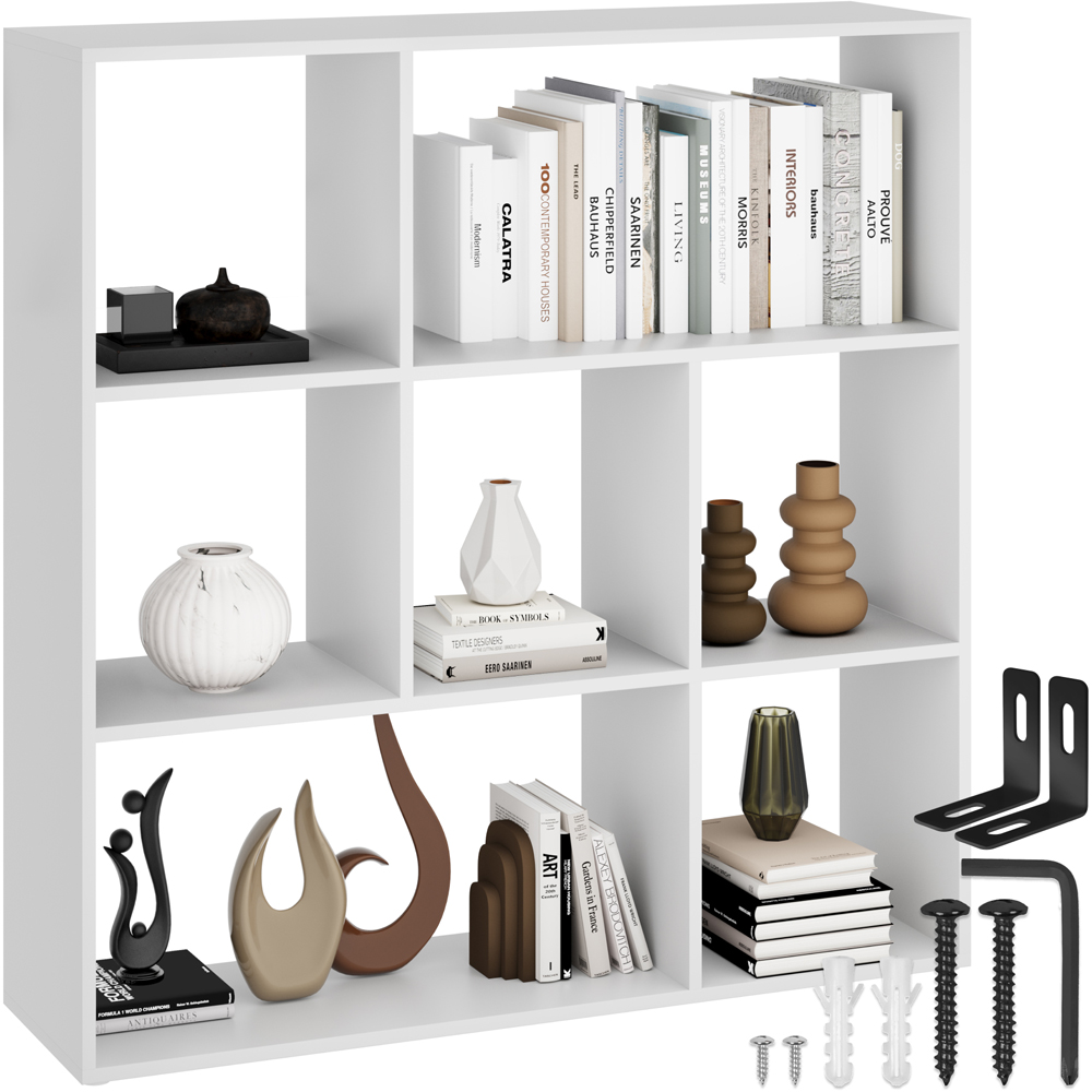 tectake Tartu 7 Shelf White Bookshelf Image 2