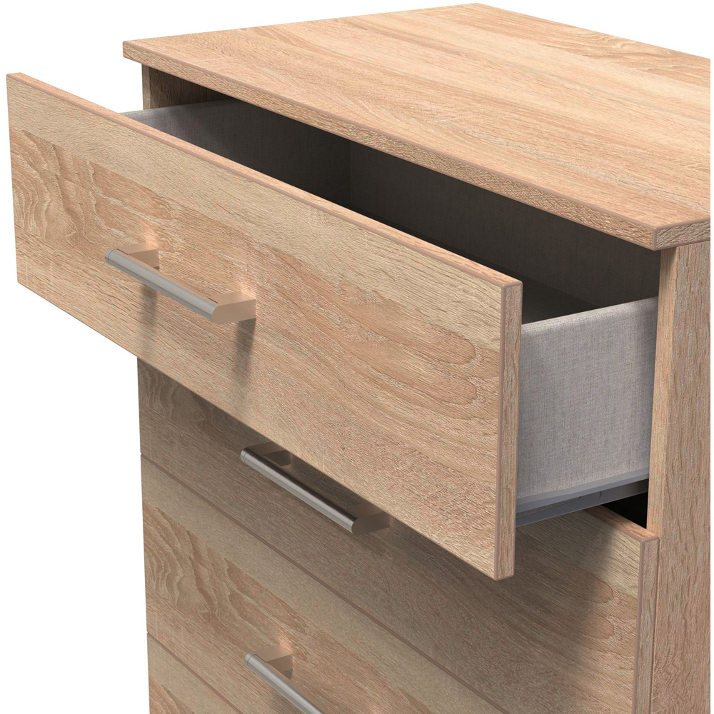 Crowndale Devon 5 Drawer Bardolino Oak Chest of Drawers Ready Assembled Image 6