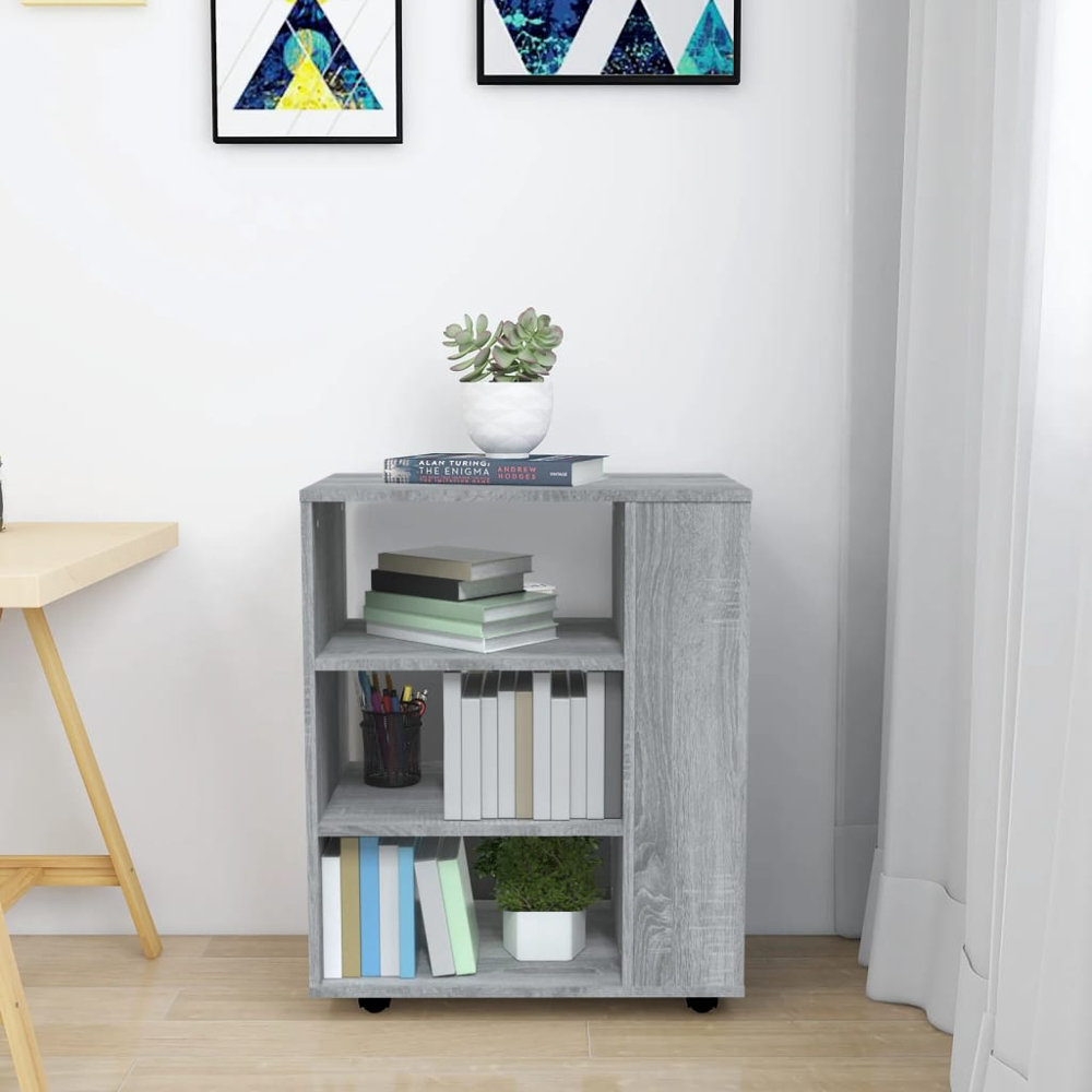 vidaXL 6 Shelf Sonoma Oak Rolling Cabinet Image 4