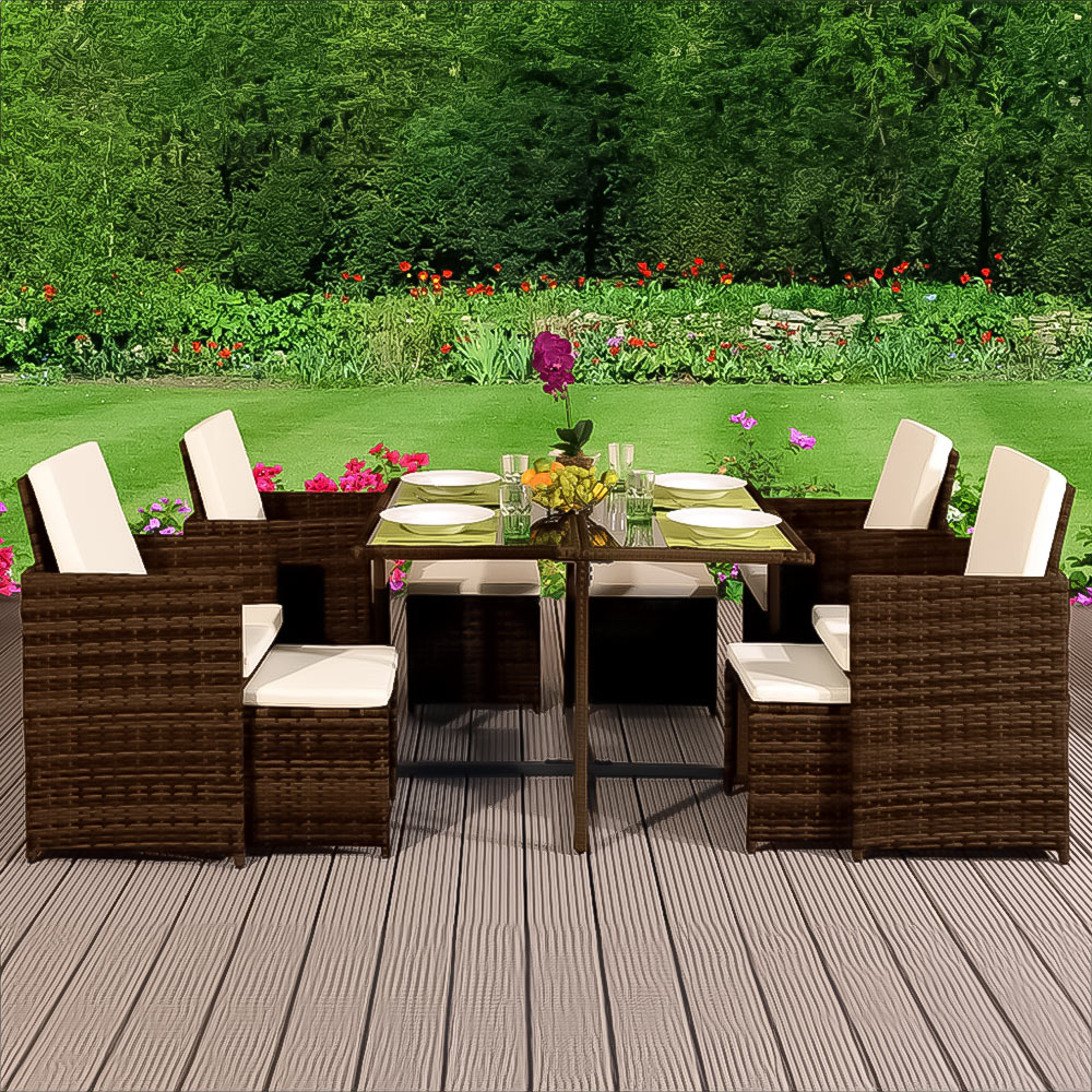 Brooklyn Cube Gold 4 Seater Garden Dining Set Image 1