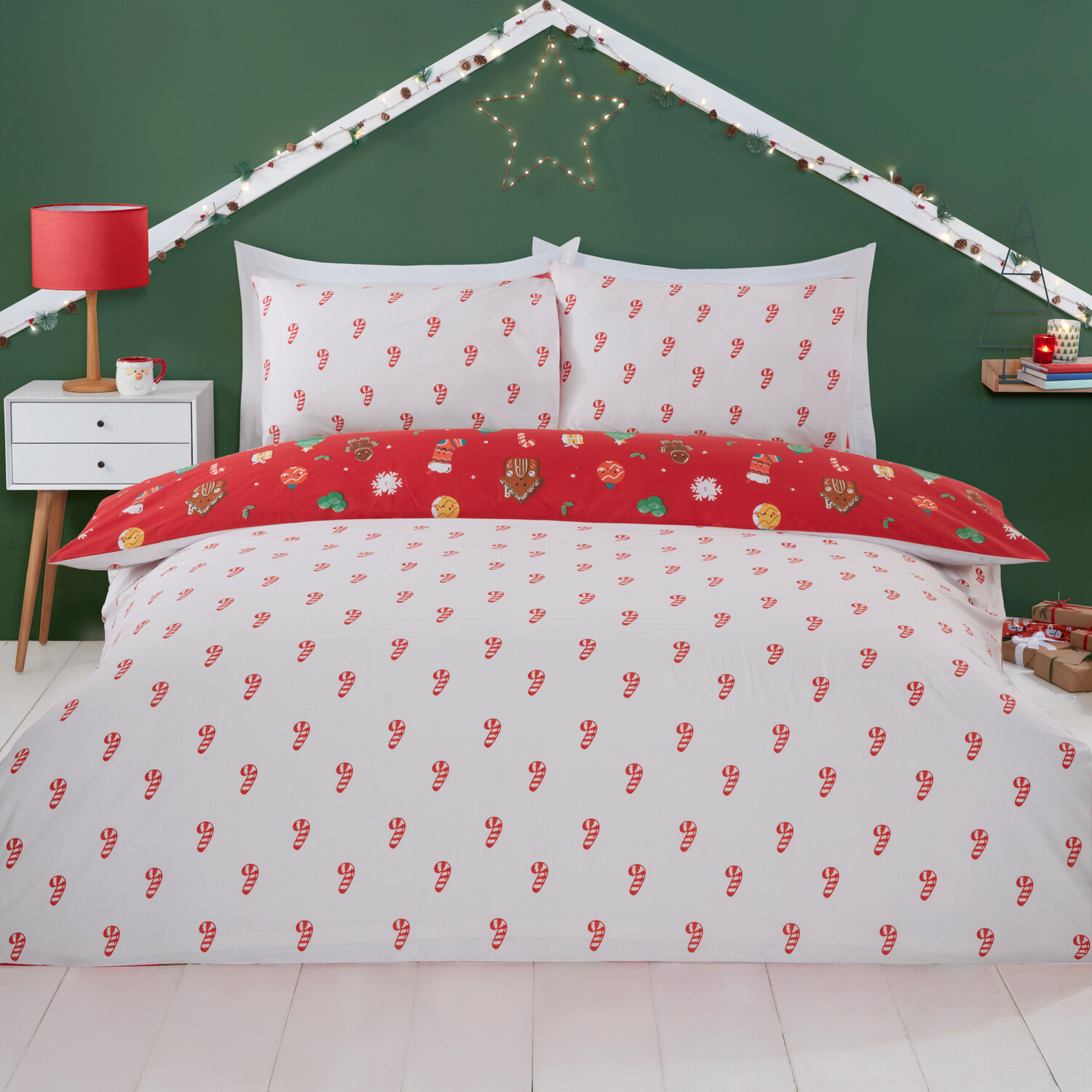 Christmas Friends Duvet Set Red and White Double Image 2