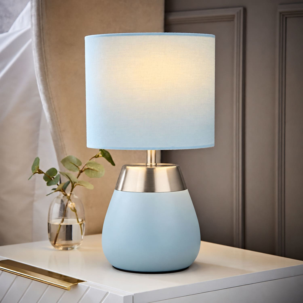 ValueLights Hurst Duck Egg Large Touch Table Lamp with Bulb Image 6