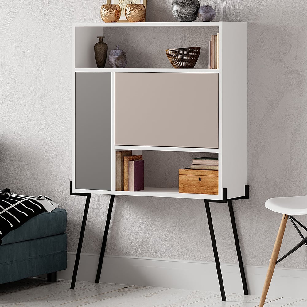 Decortie Tatti Laptop Desk with Shelf White and Mocha Grey Image 1
