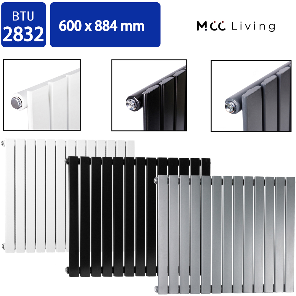 Black 2832 BTU Single Flat Panel Vertical Column Radiator 600 x 884mm Image 4