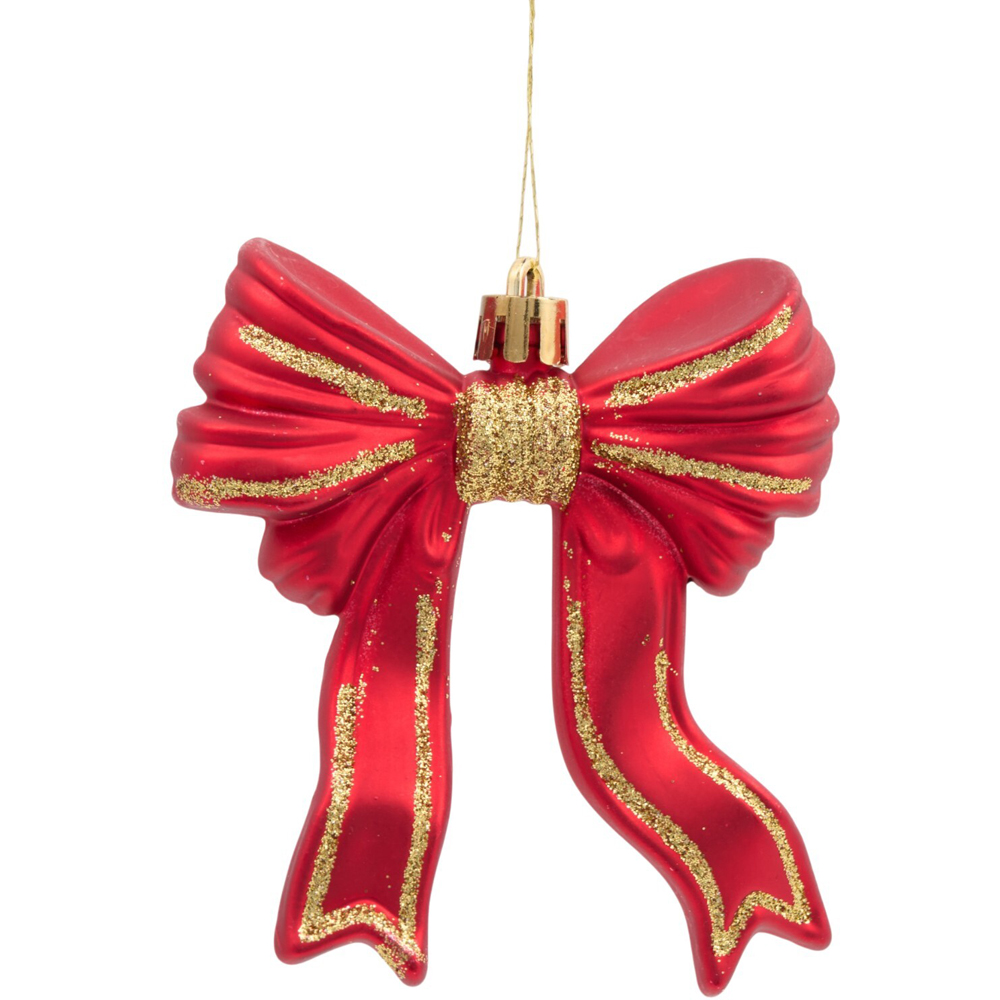 Set of 6 Bow Hanging Decorations Red Image 2