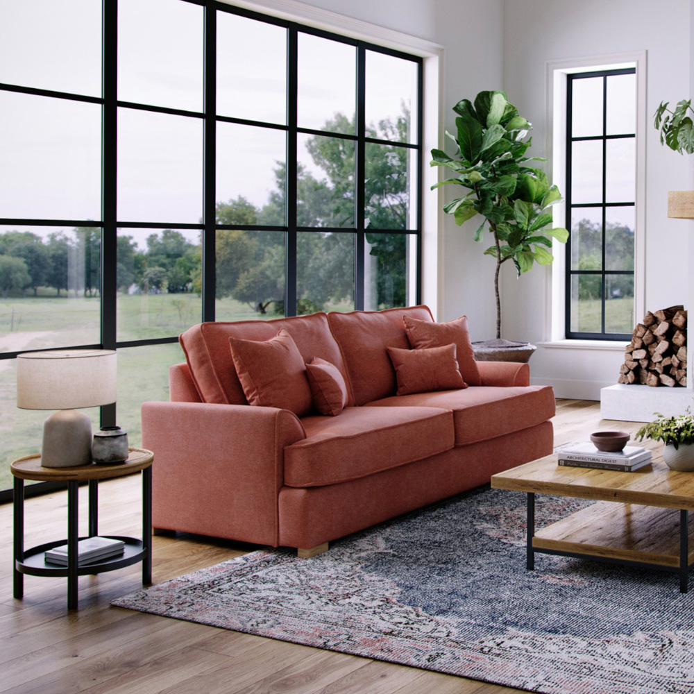 Alba City 3 Seater Ruby Fabric Sofa Image 5