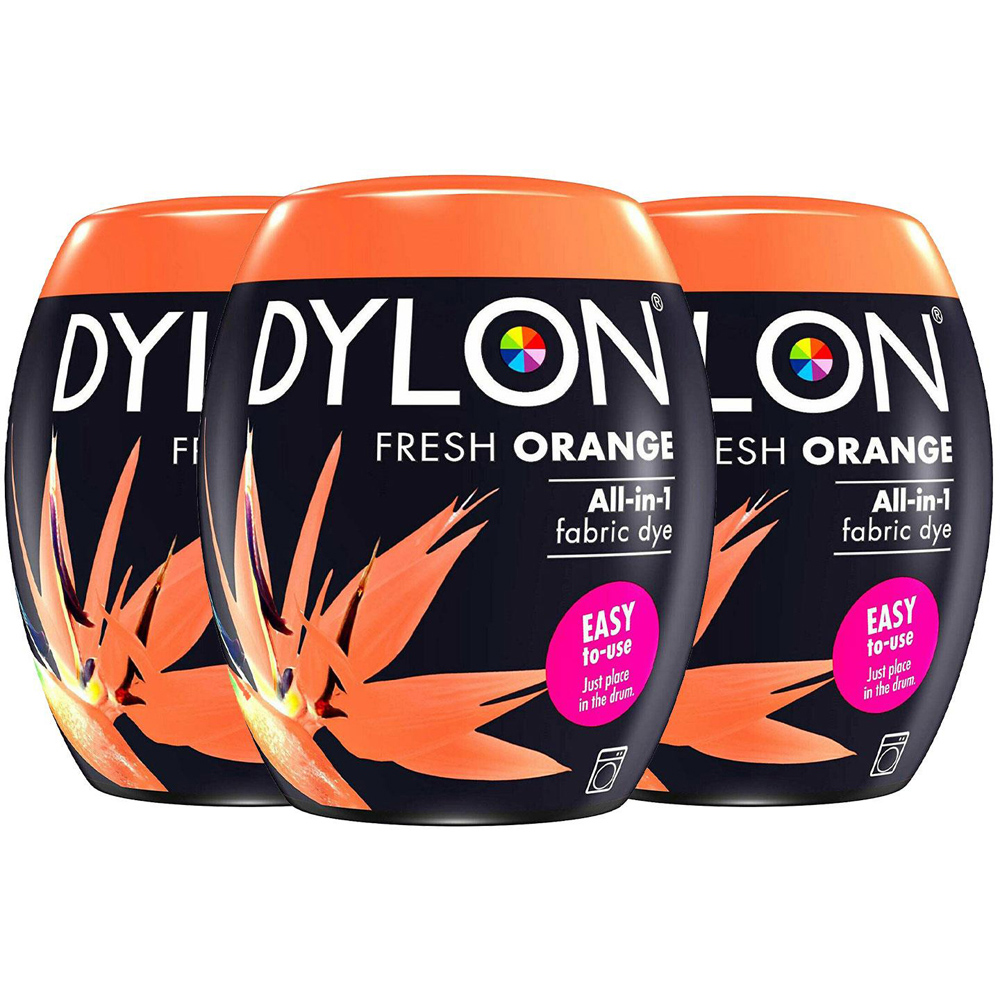 Dylon Fresh Orange Washing Machine Fabric Dye Pod 350g 3 Pack Image 1