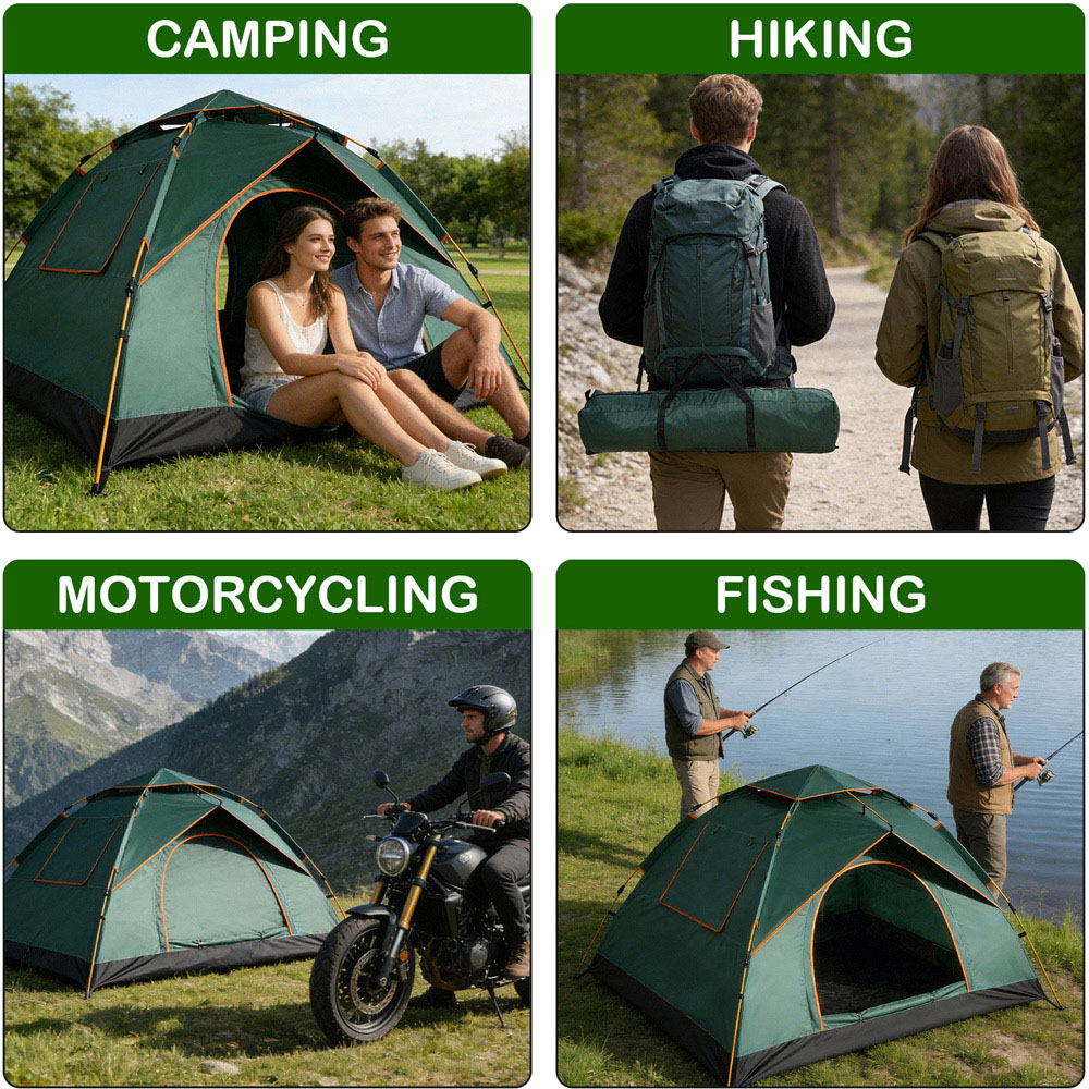 Willowmare 1-2 Person Waterproof Backpacking Camping Tent Green Image 8