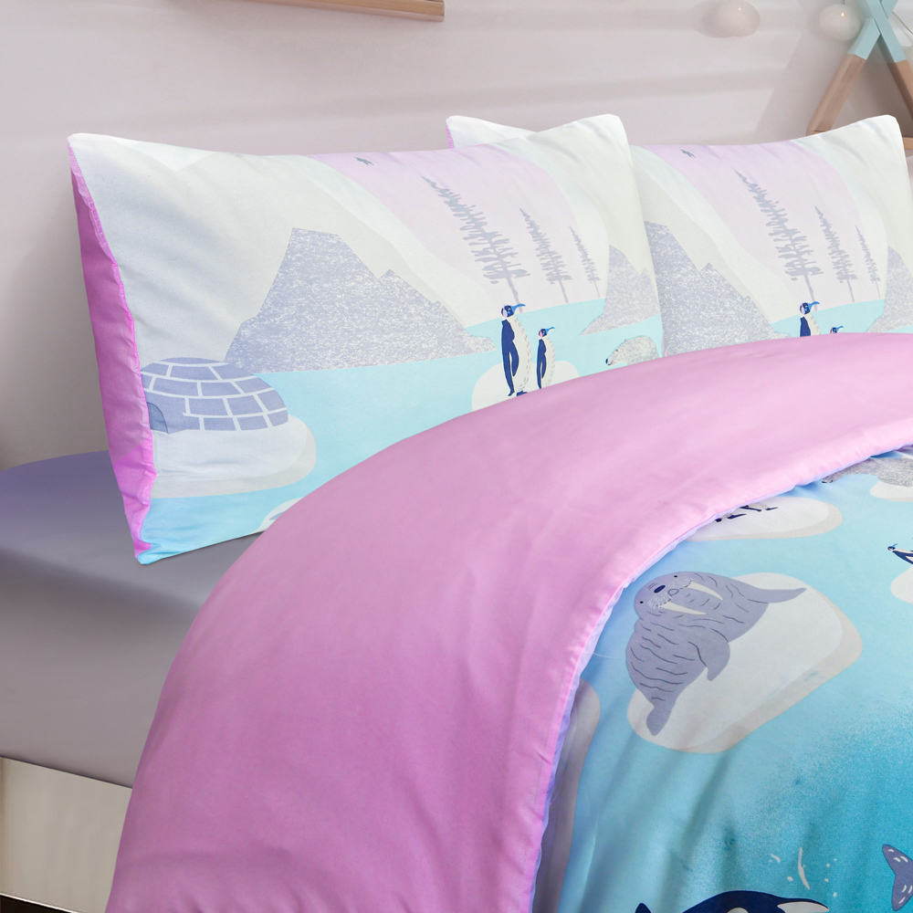 Smart Living Double Arctic Animals Lilac Reversible Microfibre Kids Bedding Set Image 5
