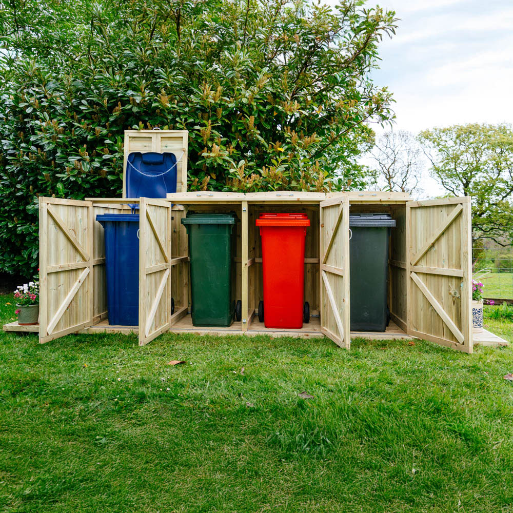 The Garden Village Shireburn 240L Quad Wheelie Bin Shed Image 8