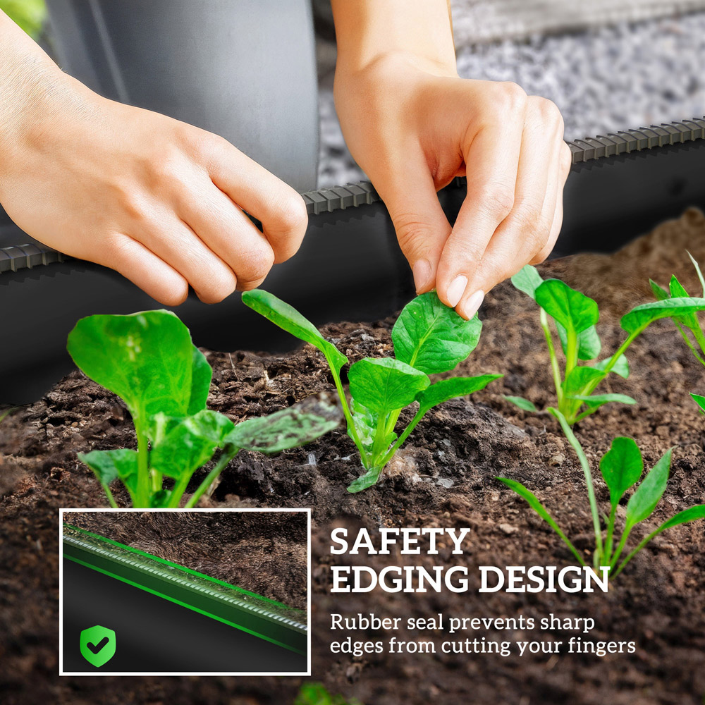 Outsunny Black Galvanised Raised Garden Bed with Safety Edging 30 x 150 x 62cm Image 6