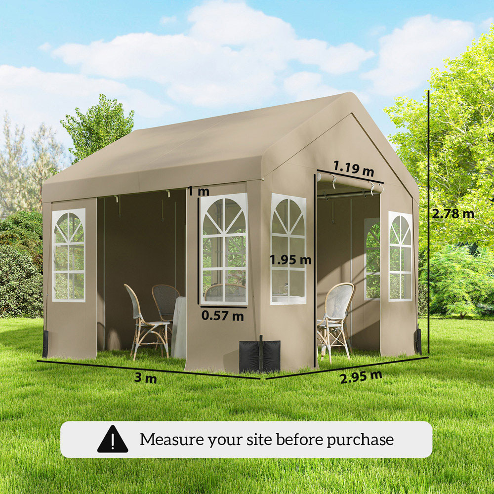 Outsunny 3 x 3m Beige Cathedral Style Gazebo with Sidewalls Image 9