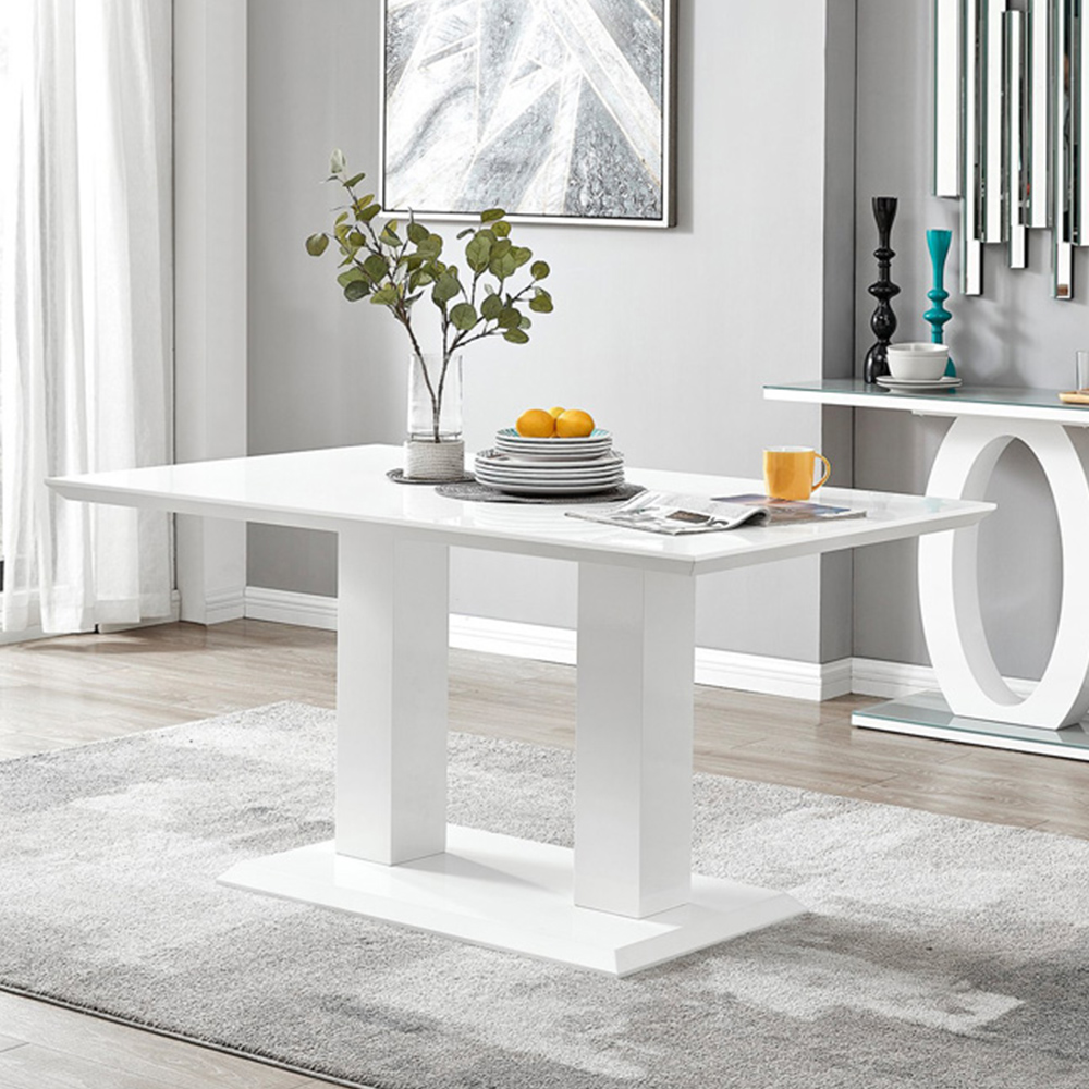 Furniturebox Molini Solara 6 Seater Dining Set White Gloss Grey and Black Image 2