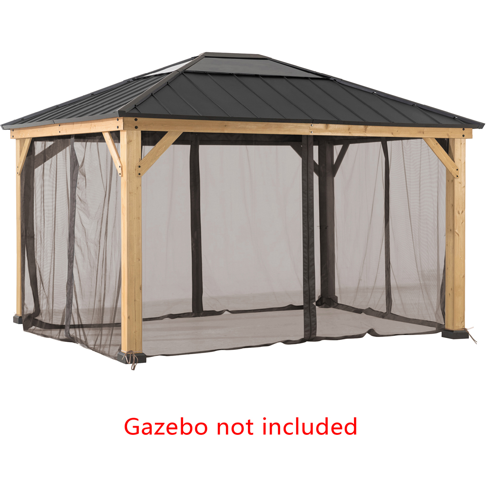 Sunjoy 3.9 x 3.3m Khaki Accessory Netting for Cedar Wood Gazebo (Gazebo Not Include) Image 3
