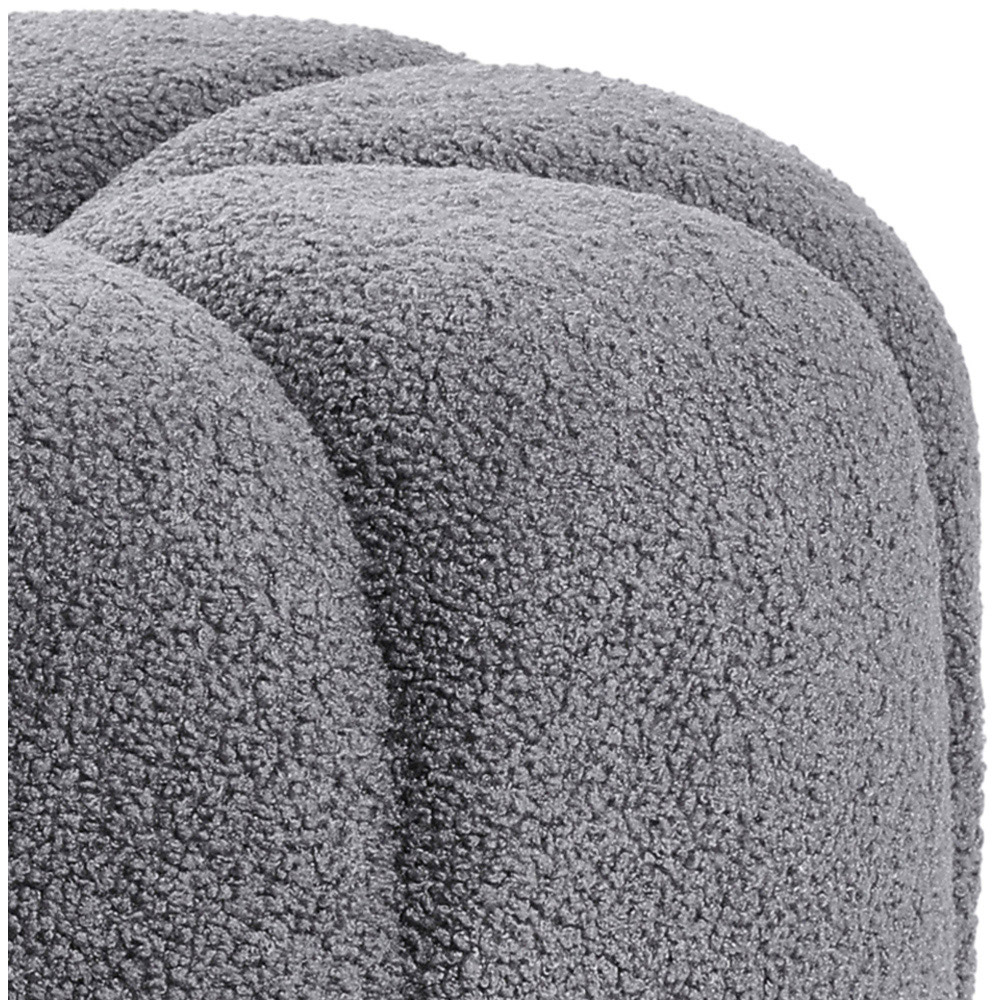 Living and Home Grey Channel Upholstered Round Ottoman Footstool Image 4