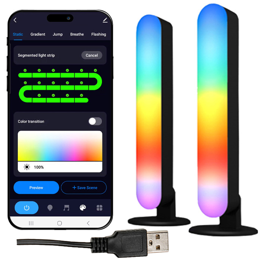 ValueLights Smart App-Control Music Sync RGBIC Light Bar 2 Pack Image 1