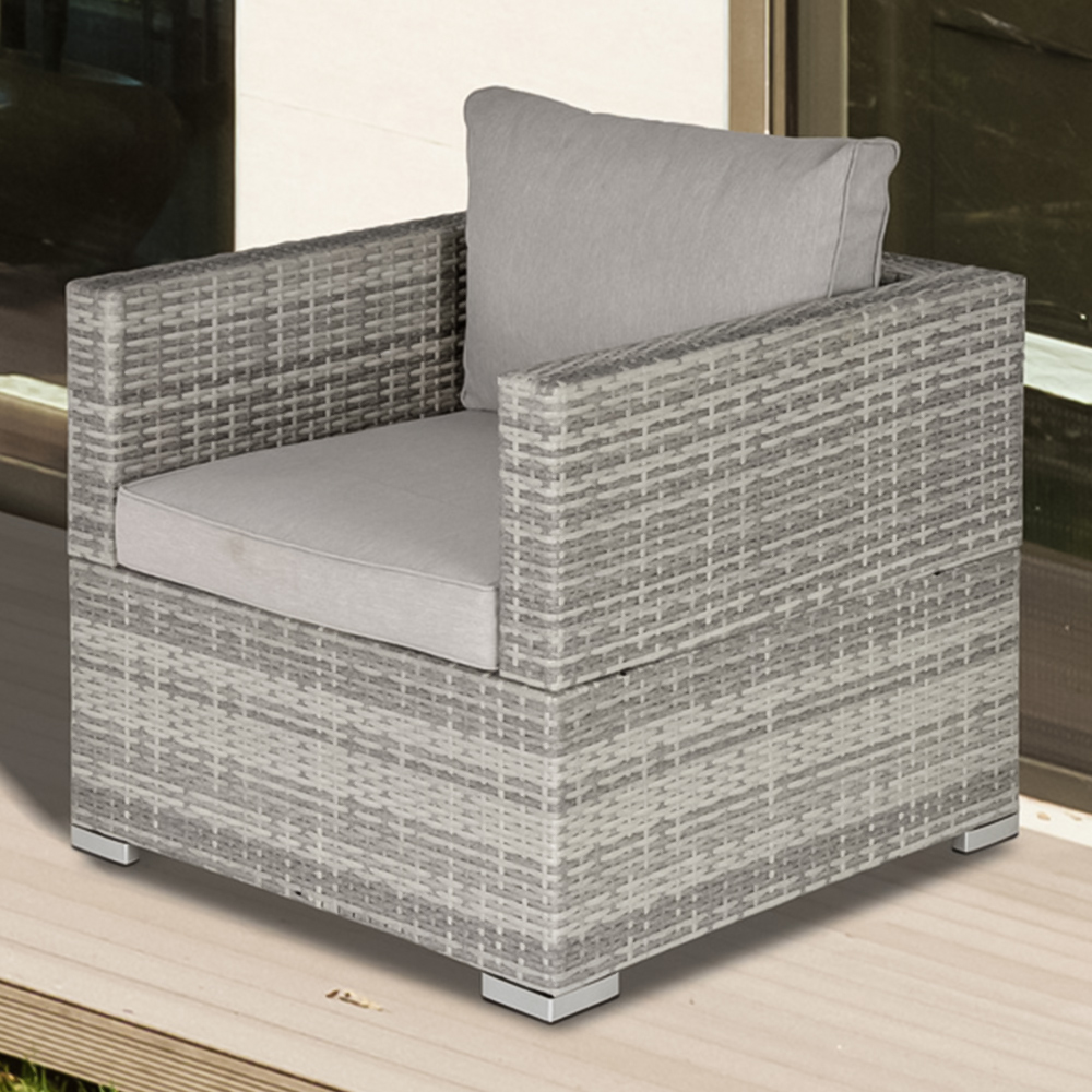 Outsunny Grey Single Rattan Sofa Chair with Padded Cushion Image 1