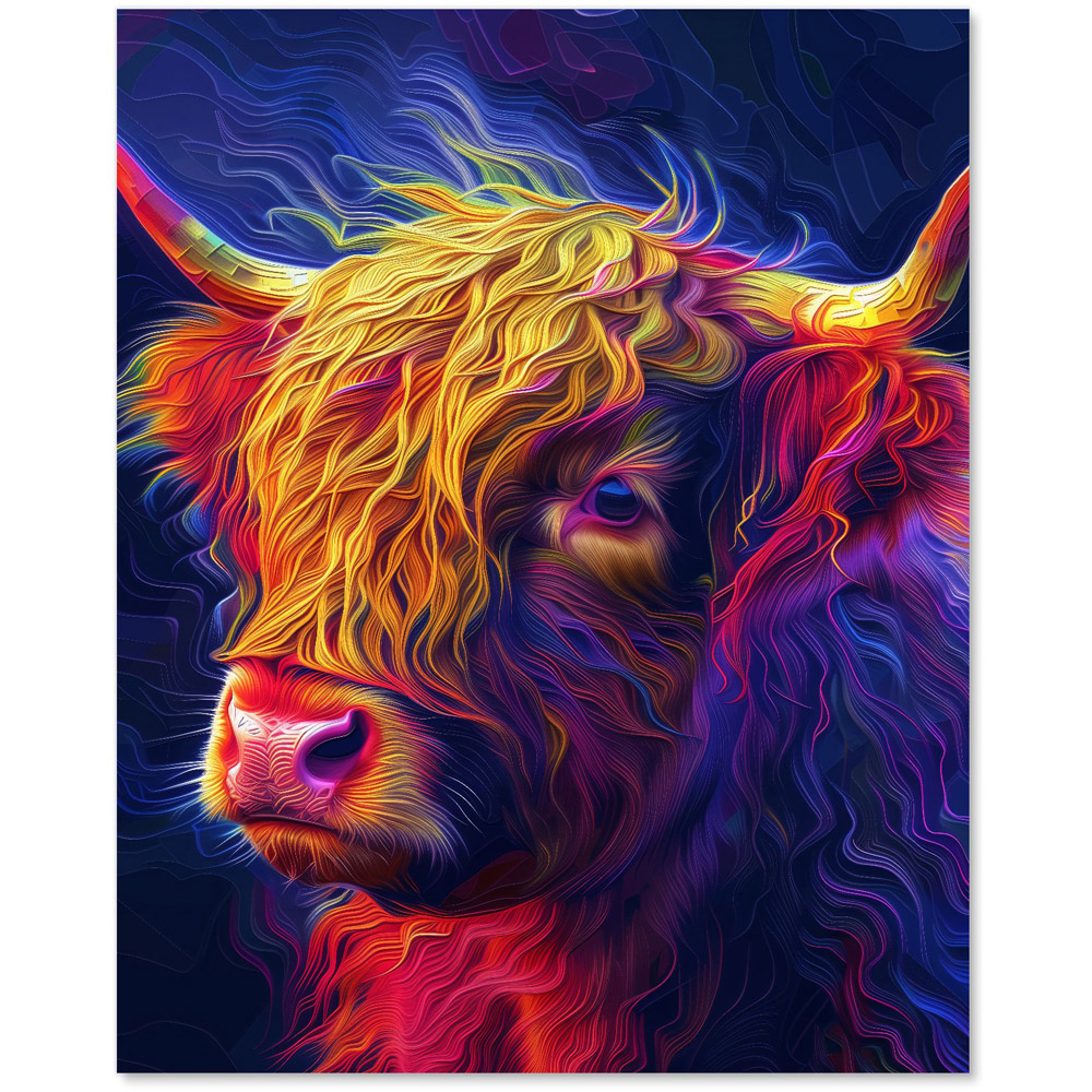 Warren Reed Designer Vibrant Highland Cow Glass Kitchen Splashback 75 x 60cm Image 2