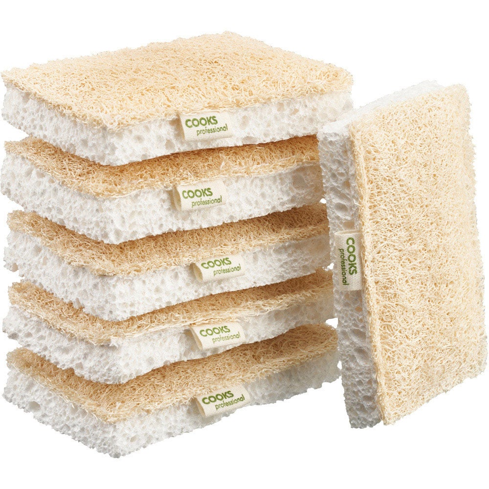 Cooks Professional Pack of 6 Eco Sponge with Scourer Image 1