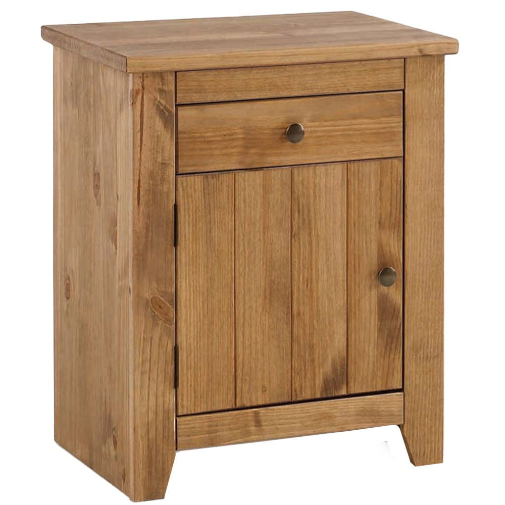 Havana Single Door and Single Drawer Solid Pine Bedside Table Image 2