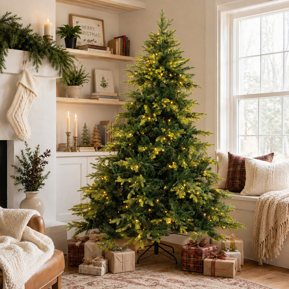Abrihome 430 Warm White LED Pre-Lit Artificial Christmas Tree with 1250 Mixed Tips 7ft Image 2