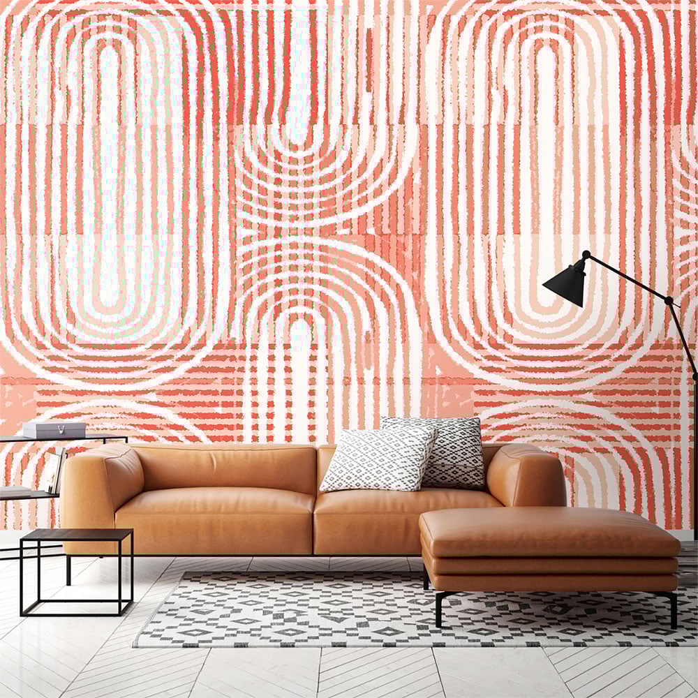 Origin Murals Curved Line Texture Orange Wall Mural Image 1