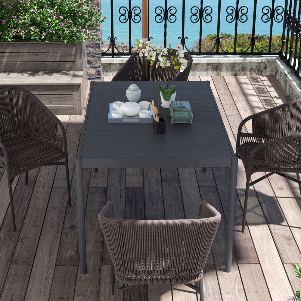 Outsunny 6 Seater Aluminium Outdoor Table Dark Grey Image 3