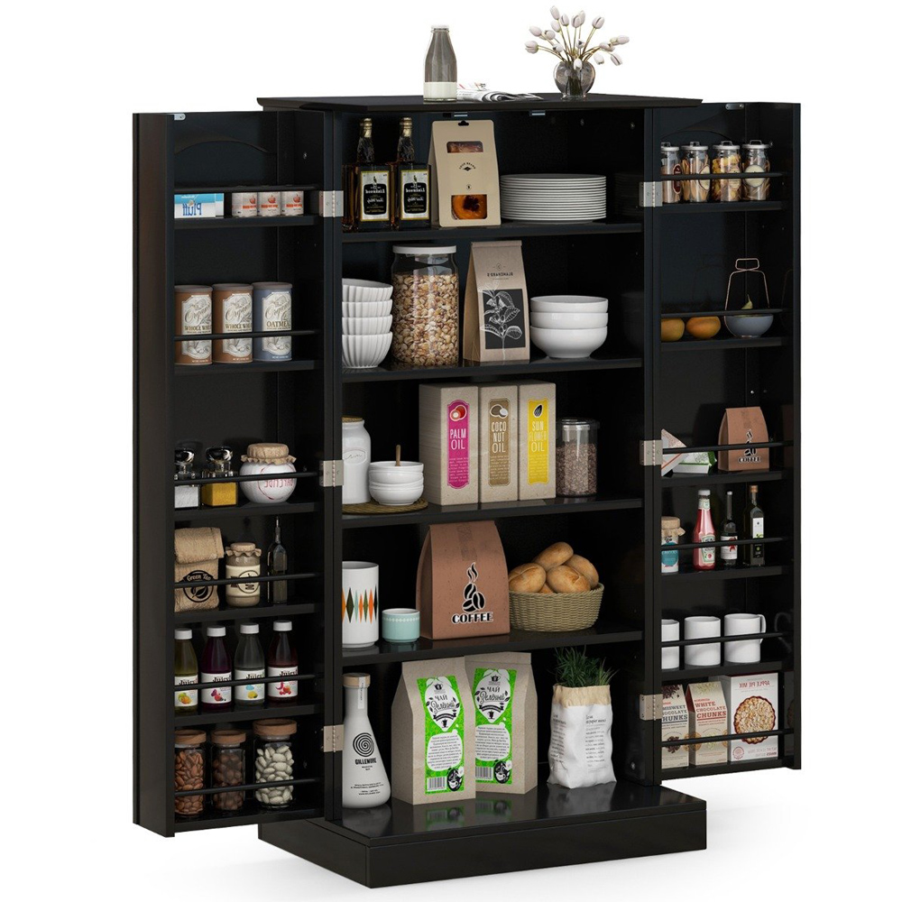 Costway 2 Door Black Kitchen Pantry Cabinet Image 2