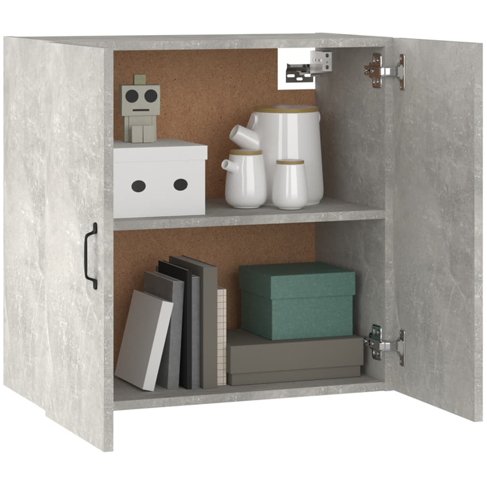 vidaXL 2 Door Concrete Grey Wall Cabinet with Black Handle Image 3