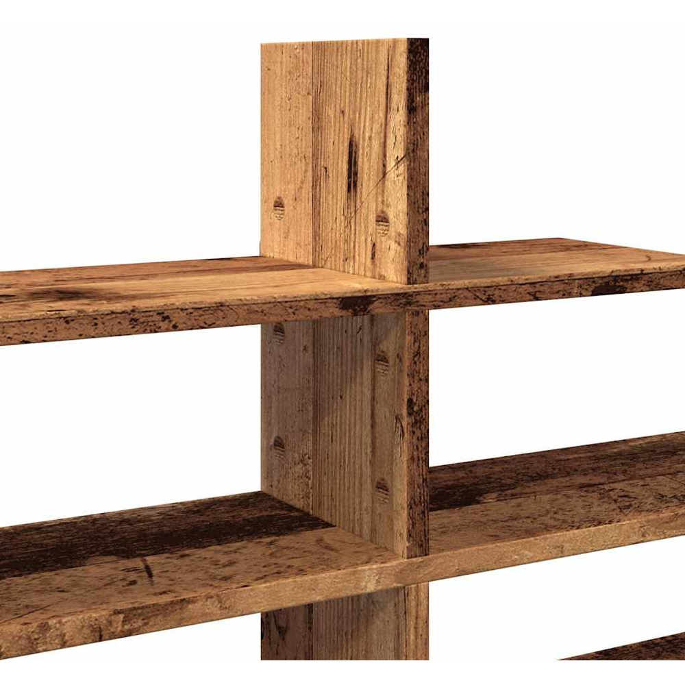 vidaXL 8 Shelf Brown Old Wood Effect Floating Wall Shelf Image 6