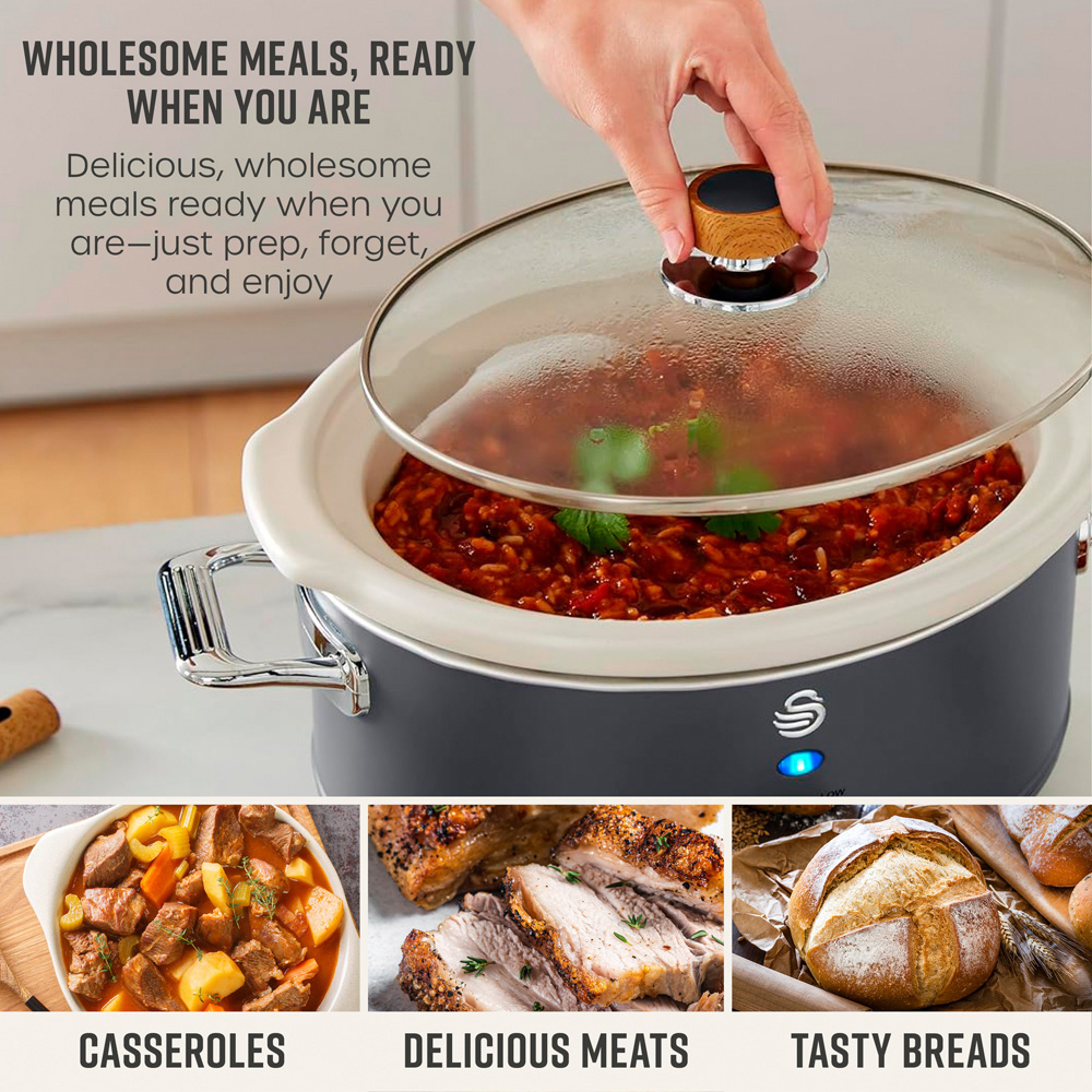 Swan SF17021GRYN Nordic Grey 3.5L Slow Cooker Image 4