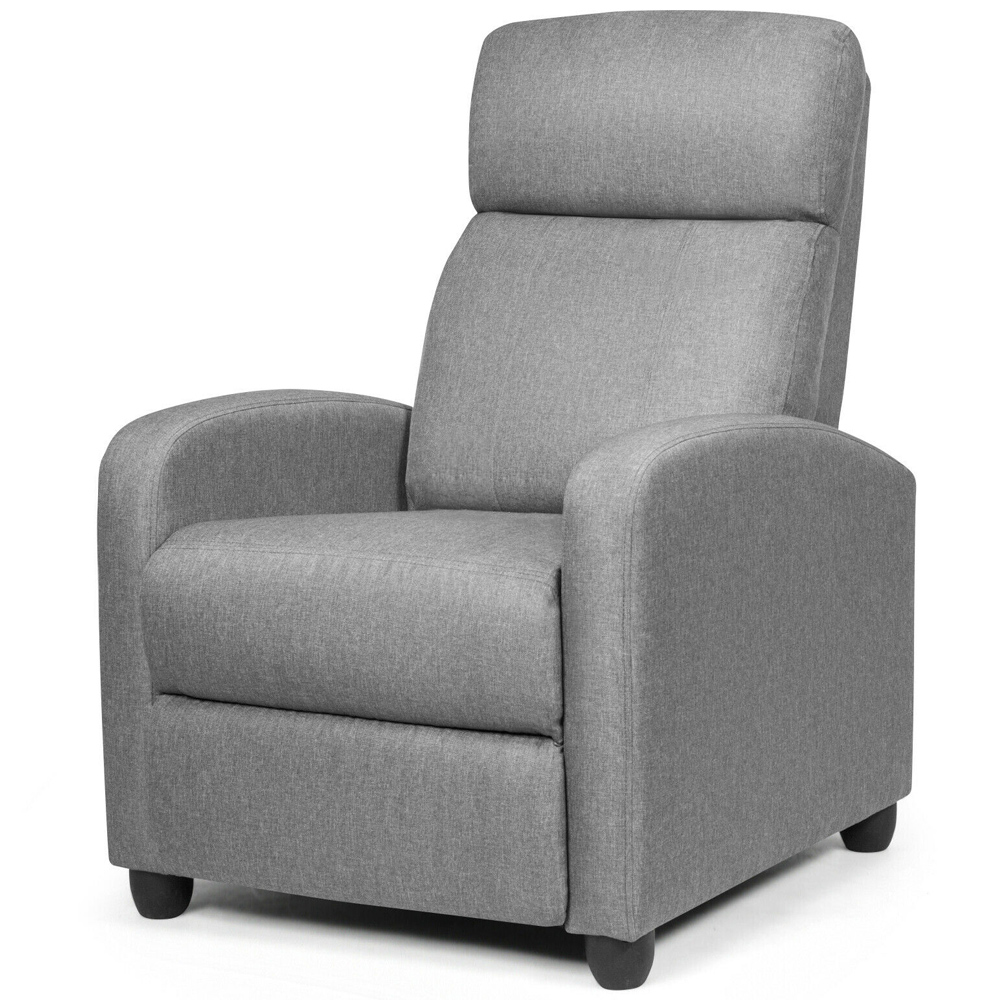 Costway Grey Recliner Chair with Adjustable Backrest Image 2