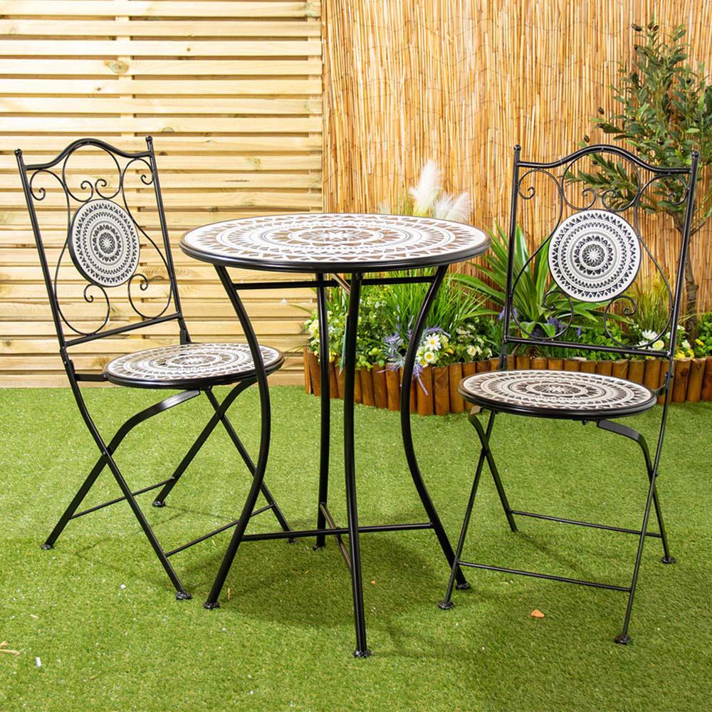 Mabel Mosaic Bistro Set - Black and White Image 7